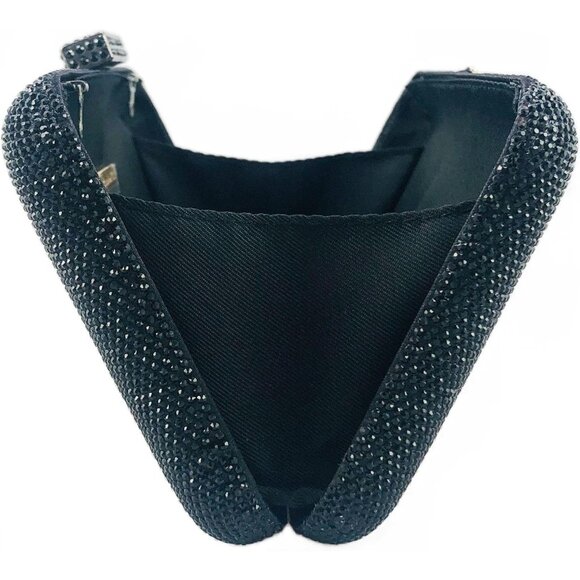 Black Red Luxury Crystal Heart and Love Clutch Rhinestone Mini Evening Bags - Picture 9 of 9
